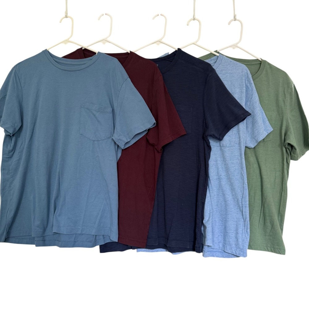Lot 5 Mens Pocket T Shirts L Short Slv Solid Casual Basics Gym Workout Outdoors